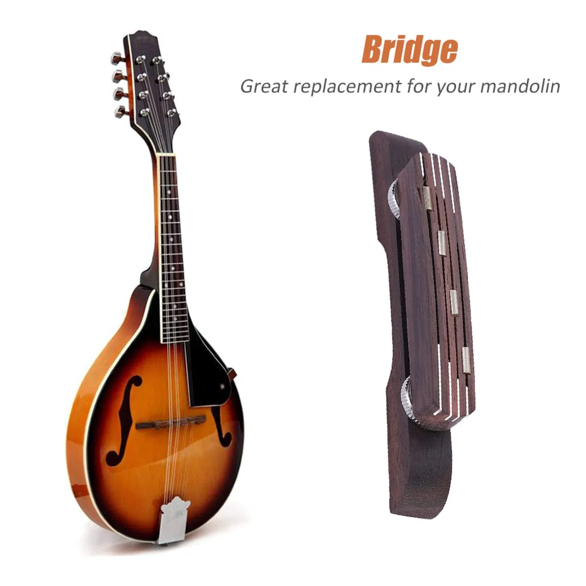 Ponte per Mandolino, Accessorio di Sostituzione del Ponte per Mandolino Regolabile in Palissandro Leggero e Resistente