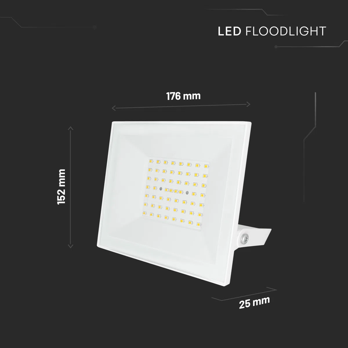 V-TAC Faro LED da Esterno 50W Bianco - [ E-Series - Alte Perfomance, Bassi Consumi ] - 4000 Lumen - Super Slim Design - IP65 - Proiettore Casa, Garage, Magazzino - Impermeabile - Luce Naturale 4000K