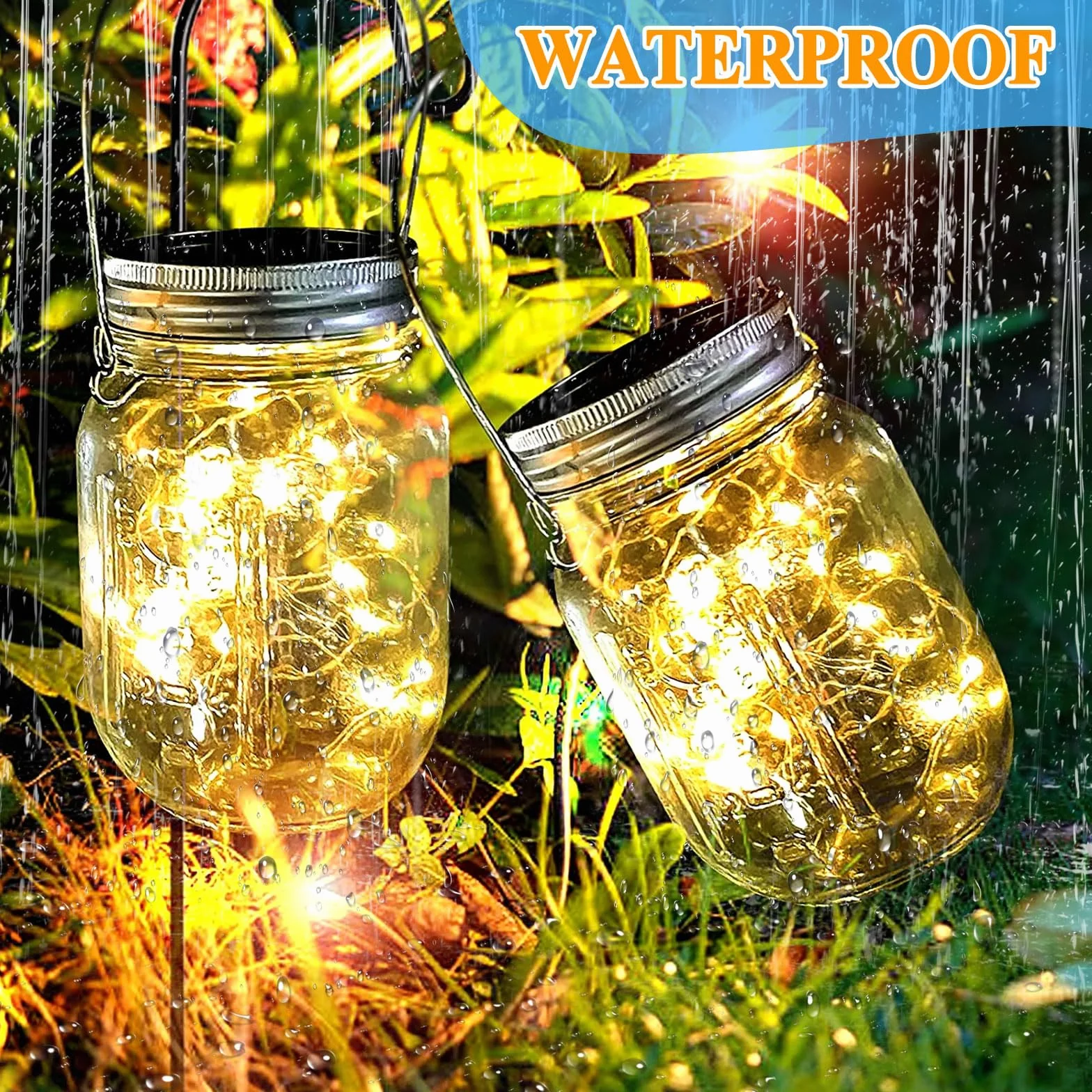 4Pezzi Lanterne da Esterno, Lanterne Solari da Esterno, Luci da Esterno Solari con 30 LED, IP65 Impermeabile Lampada Solari Barattolo, Lampade Solari da Giardino per Prato, Natale, Festa