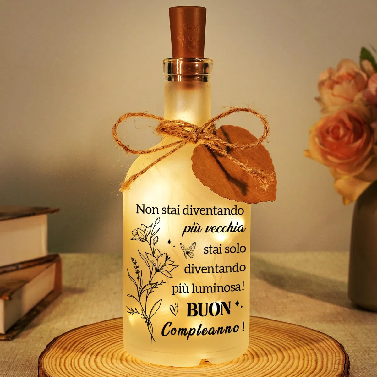 Regalo Donna Compleanno, Regalo Amica Compleanno - Luce Notturna in Bottiglia di Vetro, Idee Regali Mamma, Nonna, Moglie, Sorella, Collega, Ragazza, Regali per Lei