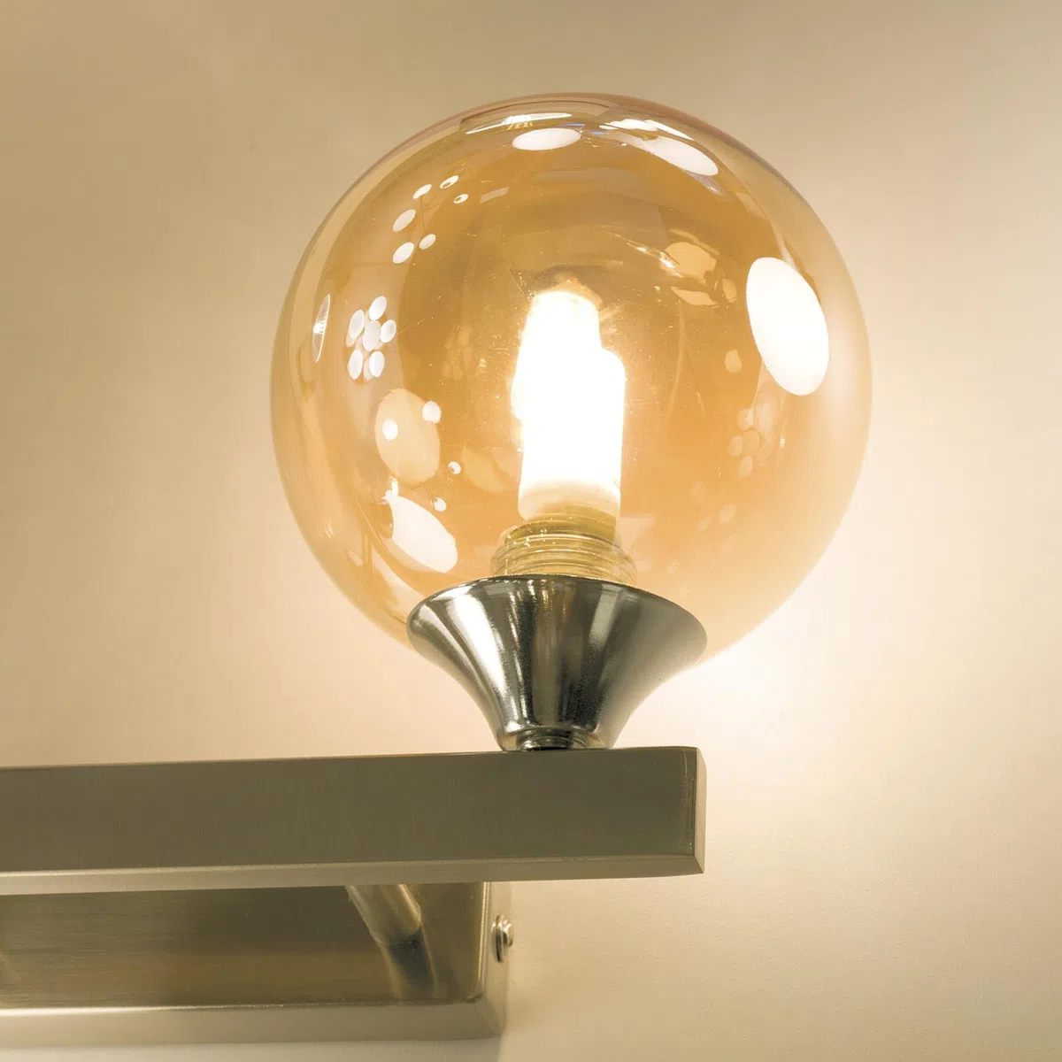 ORION LIGHTSTYLE Paralume in vetro per lampada G9 con filettatura interna, 10 cm, foro di ricambio 22 mm, cromato, specchio ambra, oro