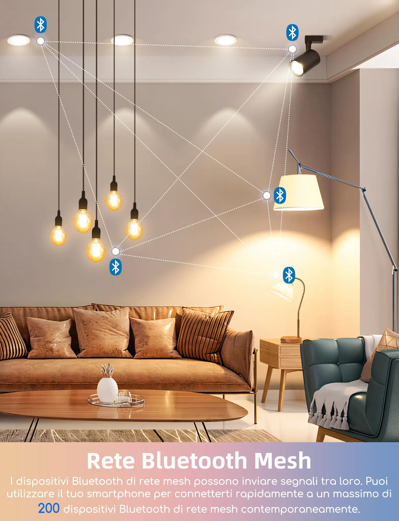 Aigostar Mesh - Lampadina connessa Bluetooth Mesh A60 12W, lampadina collegata Alexa E27 LED 1150LM RGB & 2700K-6500K, lampadina Alexa 16 milioni di colori, 2 unità (con telecomando Bluetooth)