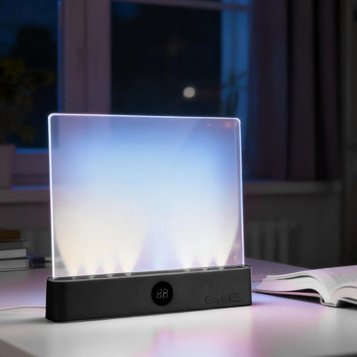 Lampada da Lettura, Lampada da Lettura Piatta A LED Trasparente Ricaricabile con 3 Colori e Timer, Per Leggere A lettos Di Notte
