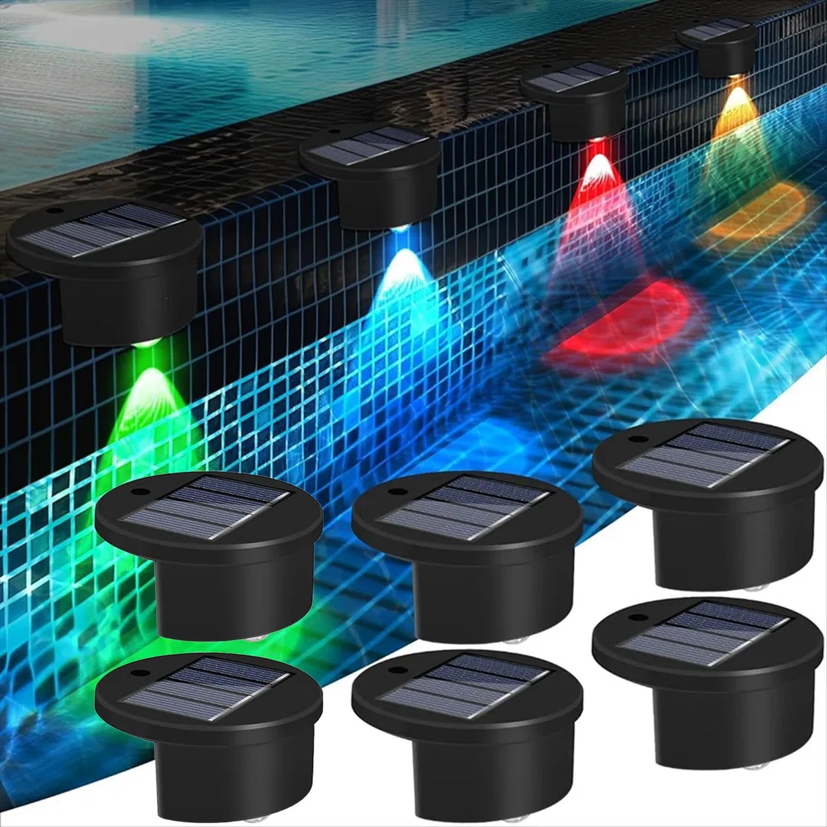 TaimeiMao 6 Pezzi Luci Solari per Esterni, Luci Solari per Piscine, Luci LED Solari per Piscina, Lampada Solare da Esterno, per Giardino, per Laghetti, Gradini, Pareti, Terrazzo