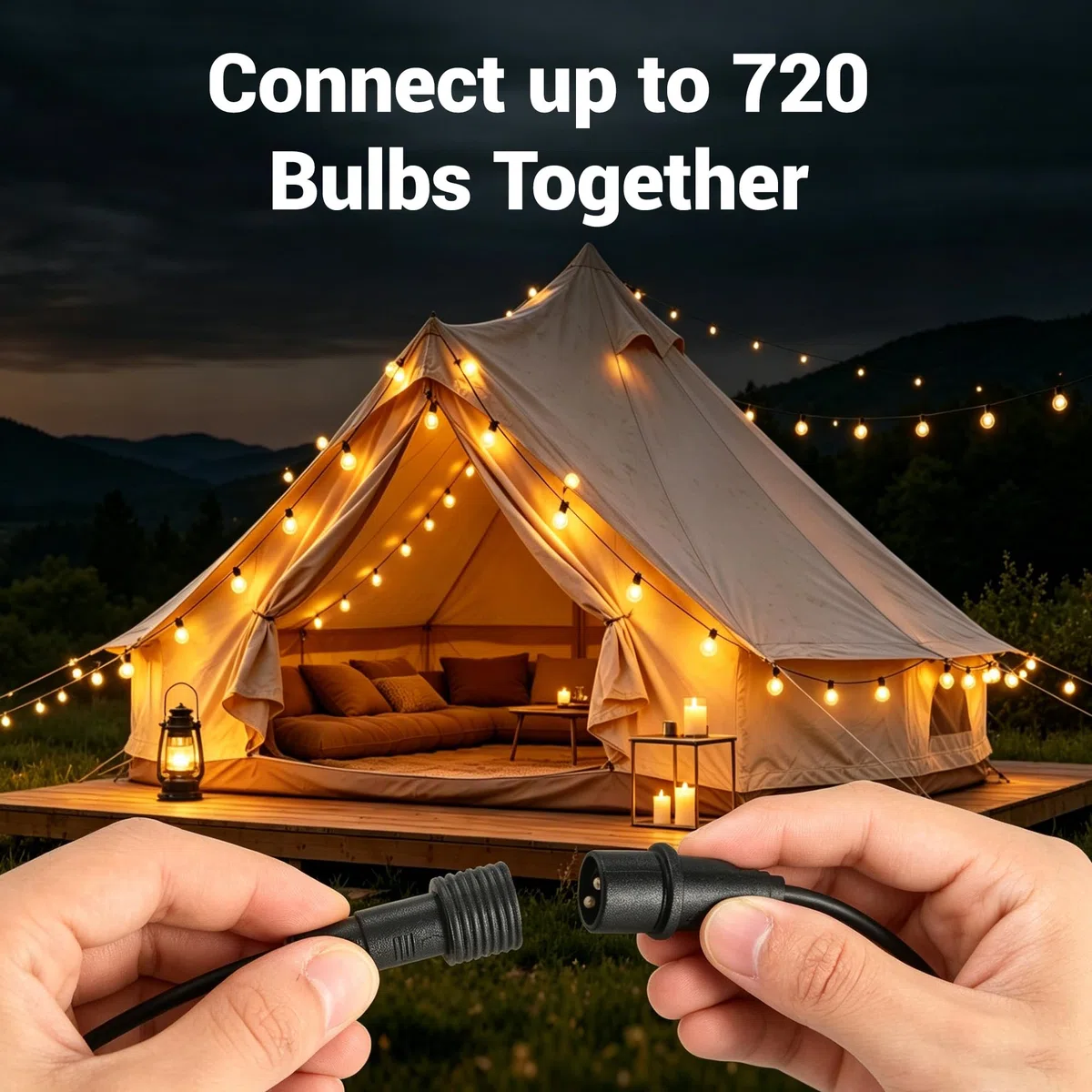 15M Catena Luminosa Esterno Luci Giardino Catena, LED Lampadine Luminosa Luce da esterno Giardino Impermeabile IP44 Luci Esterno, Adatta per Festival, Matrimoni, Feste, Giardini, Terrazze