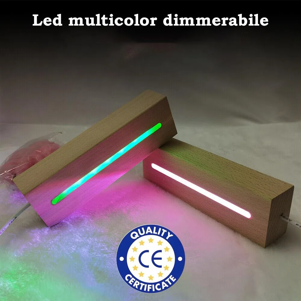 Stileitaliano Lampada Personalizzata Led con Foto – Targa con Base in Legno luminosa – Idea Regalo Originale per Donna Uomo Famiglia Amici – Regali Personalizzati per Compleanno Anniversario