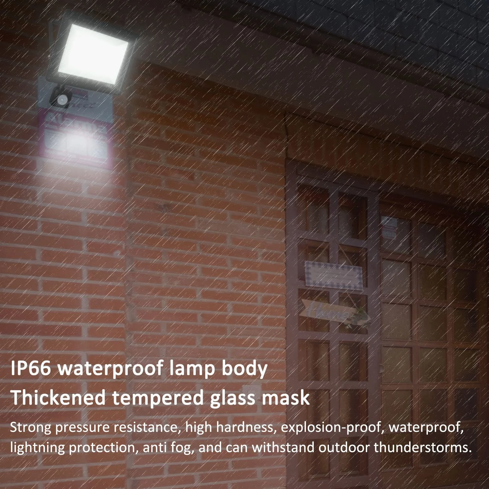Caldarax 50W Fari Led da Esterno con Sensore di Movimento, 4500LM 6500K Bianco Freddo Faretto LED Esterno, IP66 Impermeabile Faro LED Interna ed Esterna per Garage, Giardino, Cortile