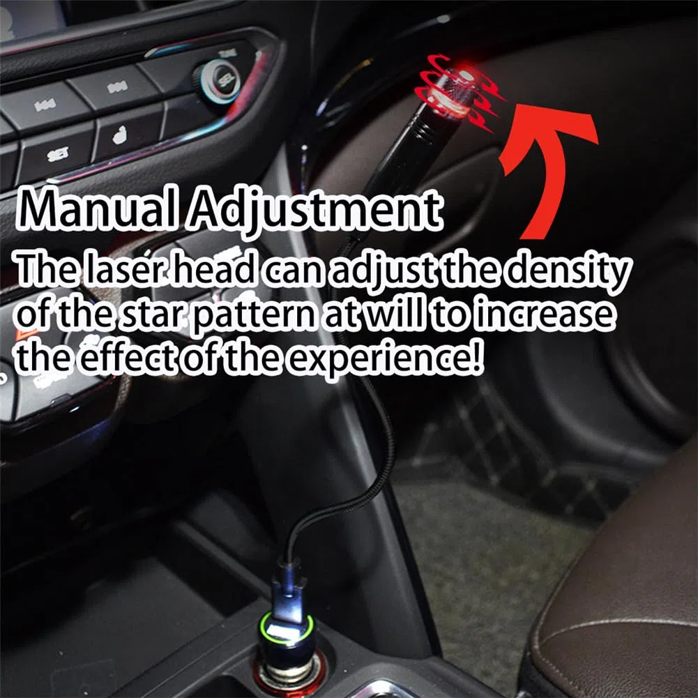 Romantiche Luci Da Tetto Automatiche Usb, Decorazioni Portatili Con Proiettore Di Stelle, Luce Notturna A Stelle, Illuminazione Interna, Con Spina E Festa, Per Auto/Casa/Festa (Red-Blue)