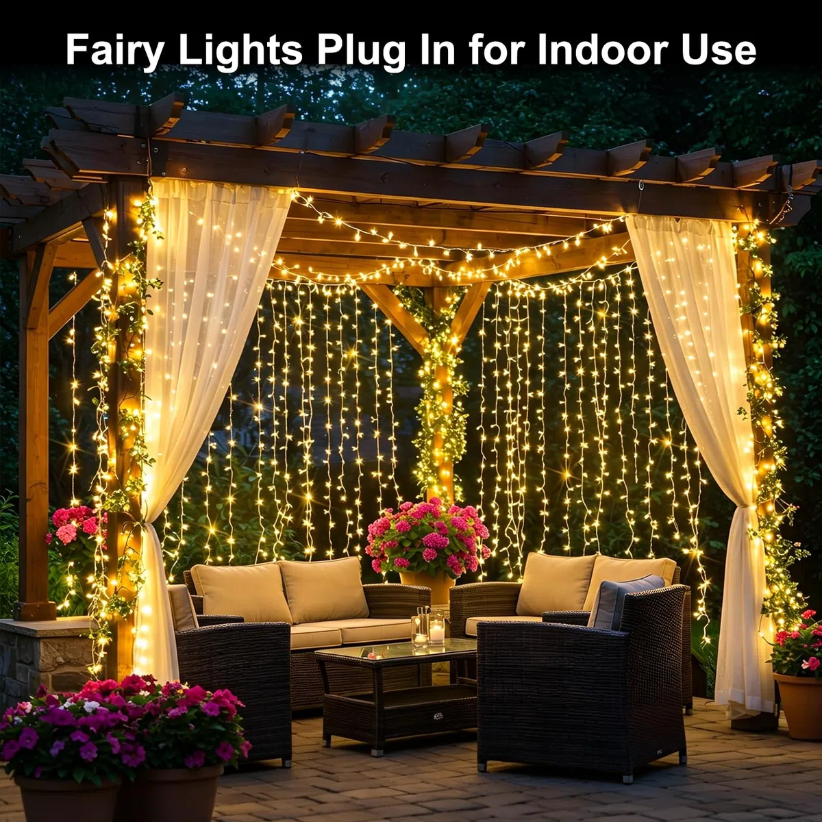 FairyGlim Catena di luci natalizie con telecomando, 50 m, 500 LED, impermeabile, per esterni, 8 modalità, ideale per giardini, feste, terrazze e balconi, decorazione festiva (bianco caldo)
