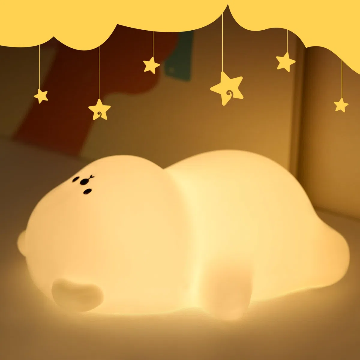 IHALO Luce Notturna Bambini, 7 Colori 3 Modalità Lampada Notturna per Bambini, Silicone Luce Notturna Neonato, con Timer, USB Ricaricabile, per Bambina Cameretta Regalo Neonato (Forma di Orso)