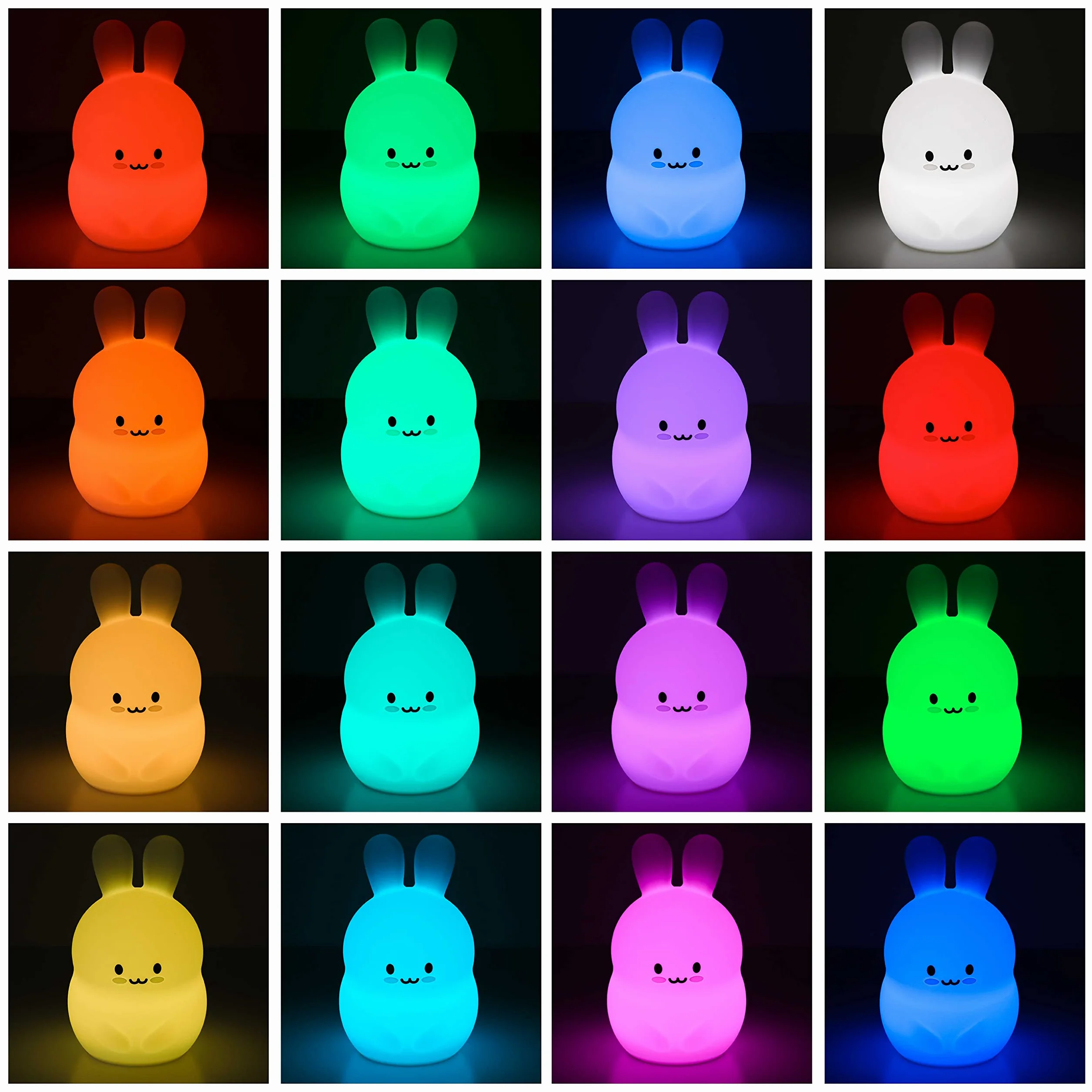 BONNYCO Luce Notturna Bambini con Telecomando e Sensore Tattile 16 Colori. Lampada Notturna per Bambini con Timer, Lucina Notte Bimbi Silicone BPA Free. Coniglio Lampada, Camaretta per Bambina