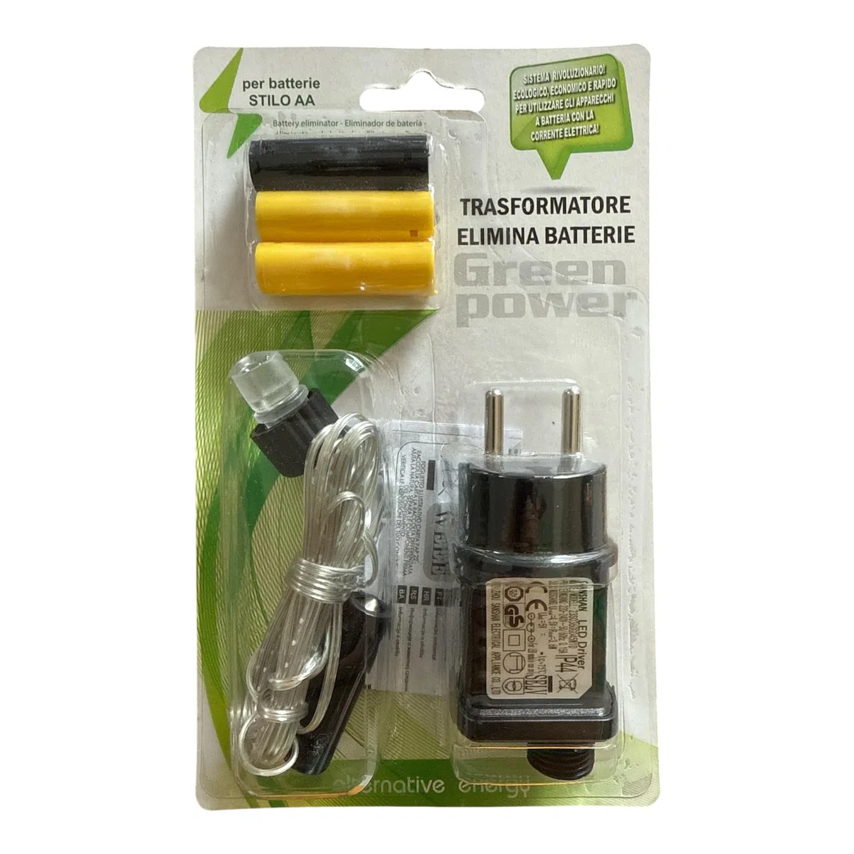 Trasformatore Elimina Batterie, Convertitore Elettrico con 220-240V Spina per Luci di Natale, Trasformatore LED (Alimentatore per stilo AA)