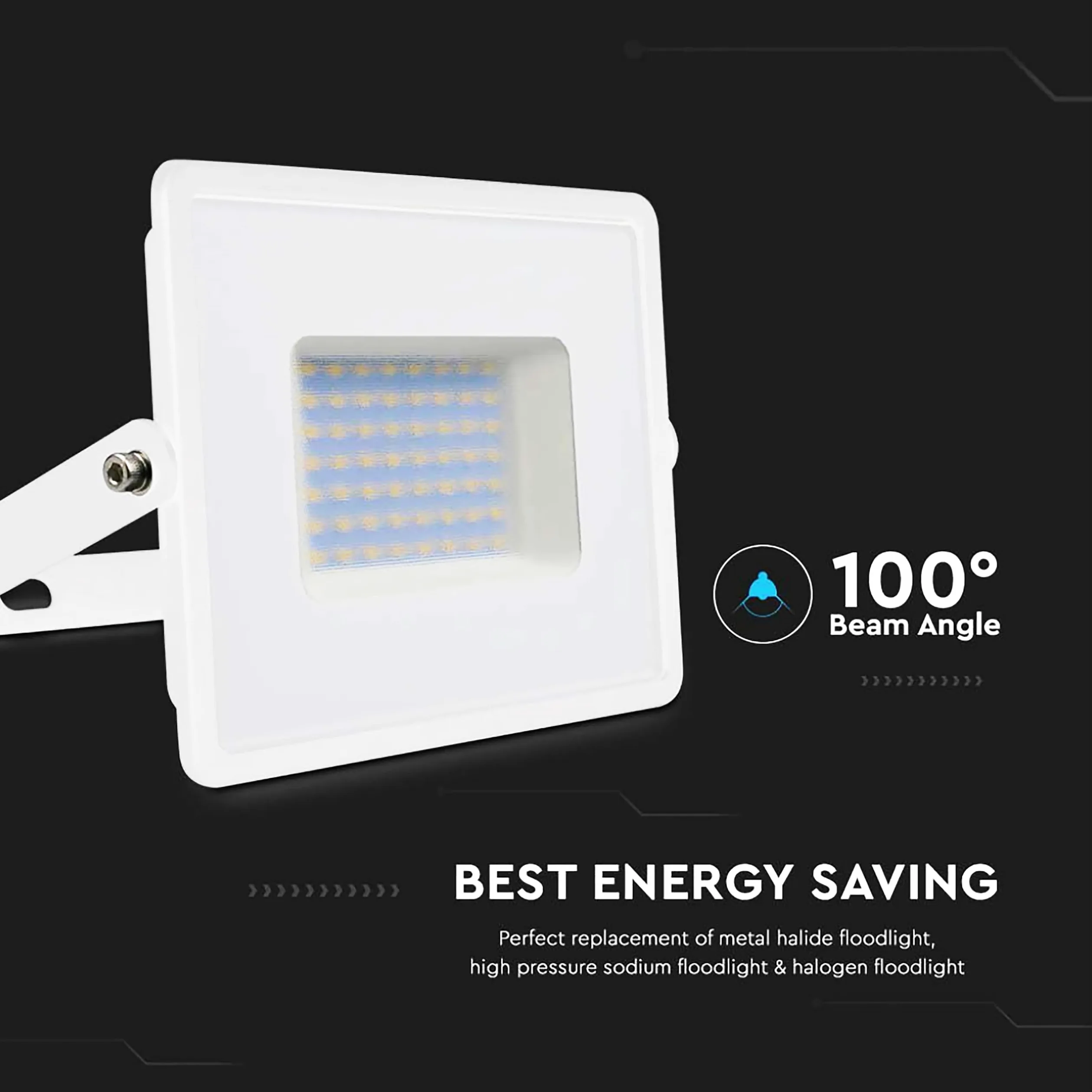 V-TAC Faro LED da Esterno Bianco 100W - [Chip Samsung - Alte Perfomance, Bassi Consumi] - 8700 Lumen - IP65 - Proiettore Faretto LED Nero per Casa, Giardino, Garage - Impermeabile - Fari Luce Naturale