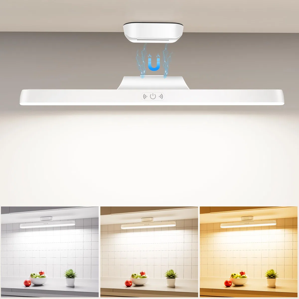Lampada LED Ricaricabile 3000mAh 32cm,con sensore di memoria,magnete e regolazione della luce Ricaricabile tramite USB. Lampada ideale per camera da letto,armadio,arredamento, cucina e bagno.