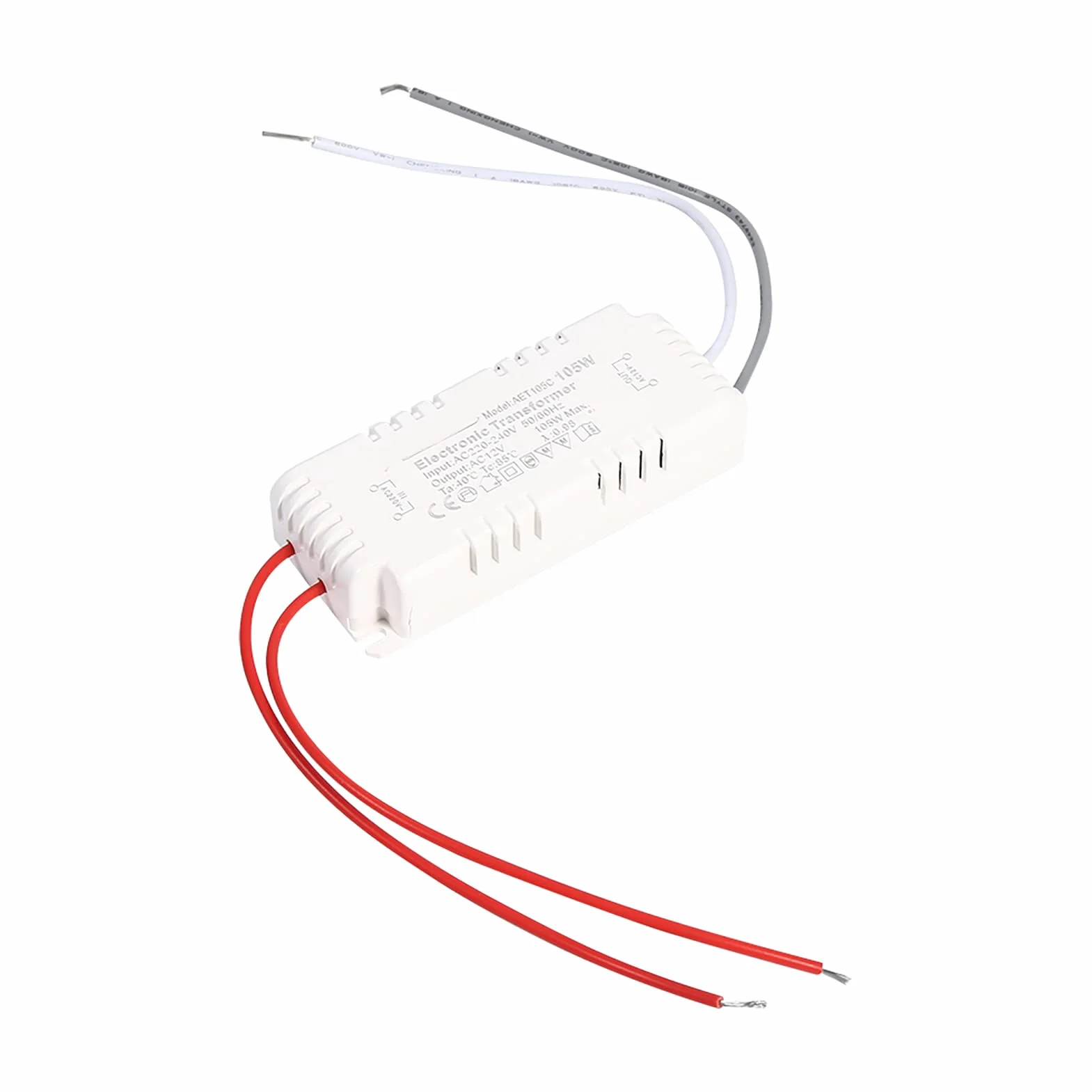 Lampada Alogena 12V Driver per Lampadina Alimentatore Trasformatore Elettronico Guscio in Plastica 105W Max con Tensione di Ingresso AC220-240V per Luci Al Quarzo 12V