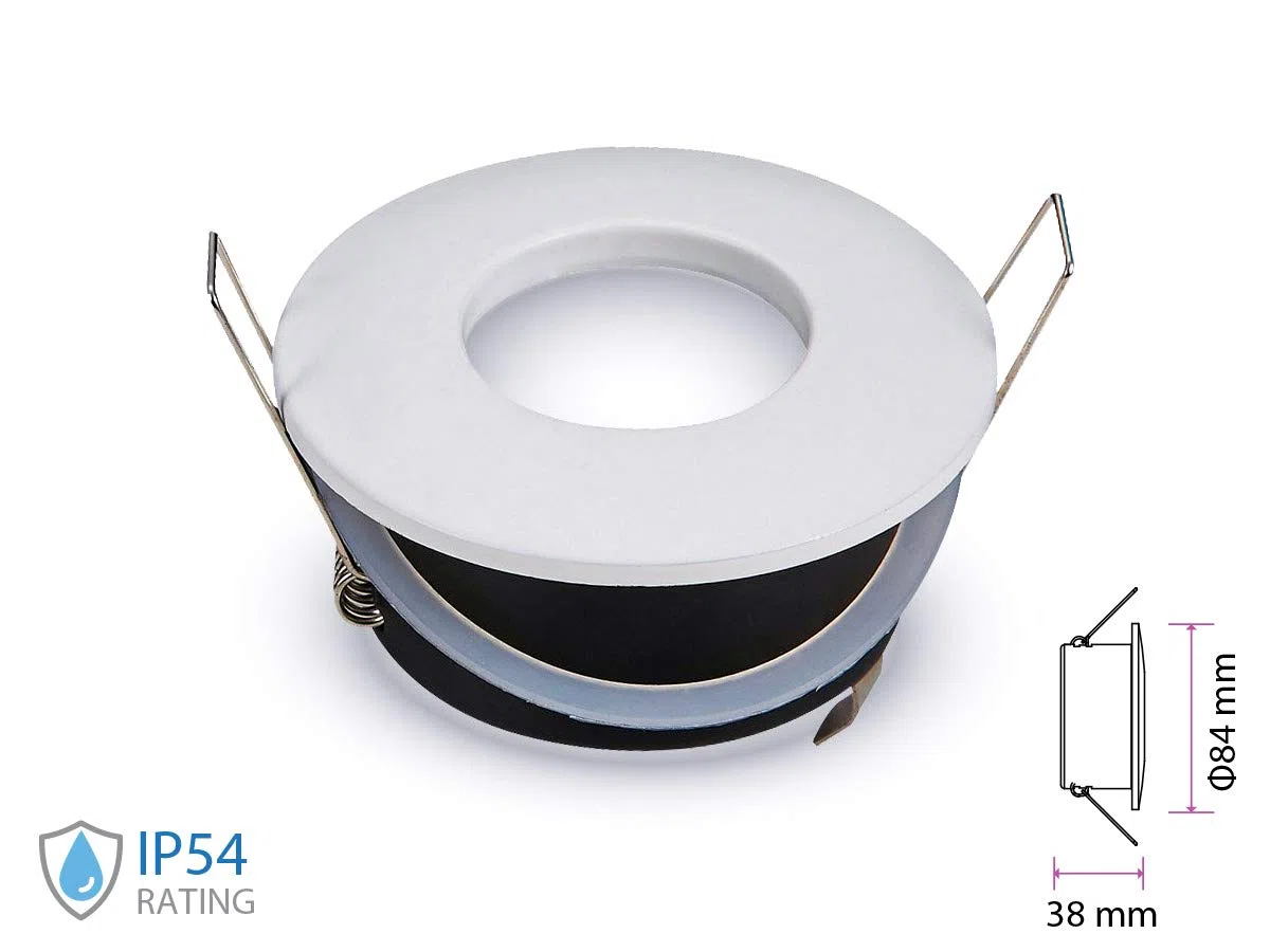 LEDLUX 2 Pezzi Porta Faretto Impermeabile, Porta Faretti da Incasso GU10 MR16, IP54 Per Luci Incasso Da Bagno e Esterno (Rotondo, Bianco)