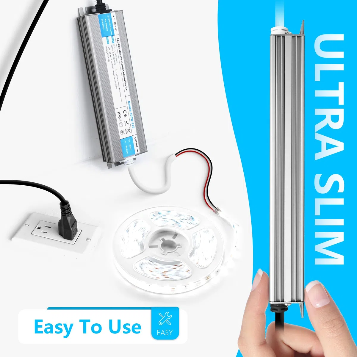 Impermeabile Trasformatore LED 24V 100W Esterno IP67, Ultra Sottile Alimentatore LED Driver AC 220V a DC 24 Volt 4,2A Trasformatori Adattatore LEDs a Tensione Costante Senza Sfarfallio