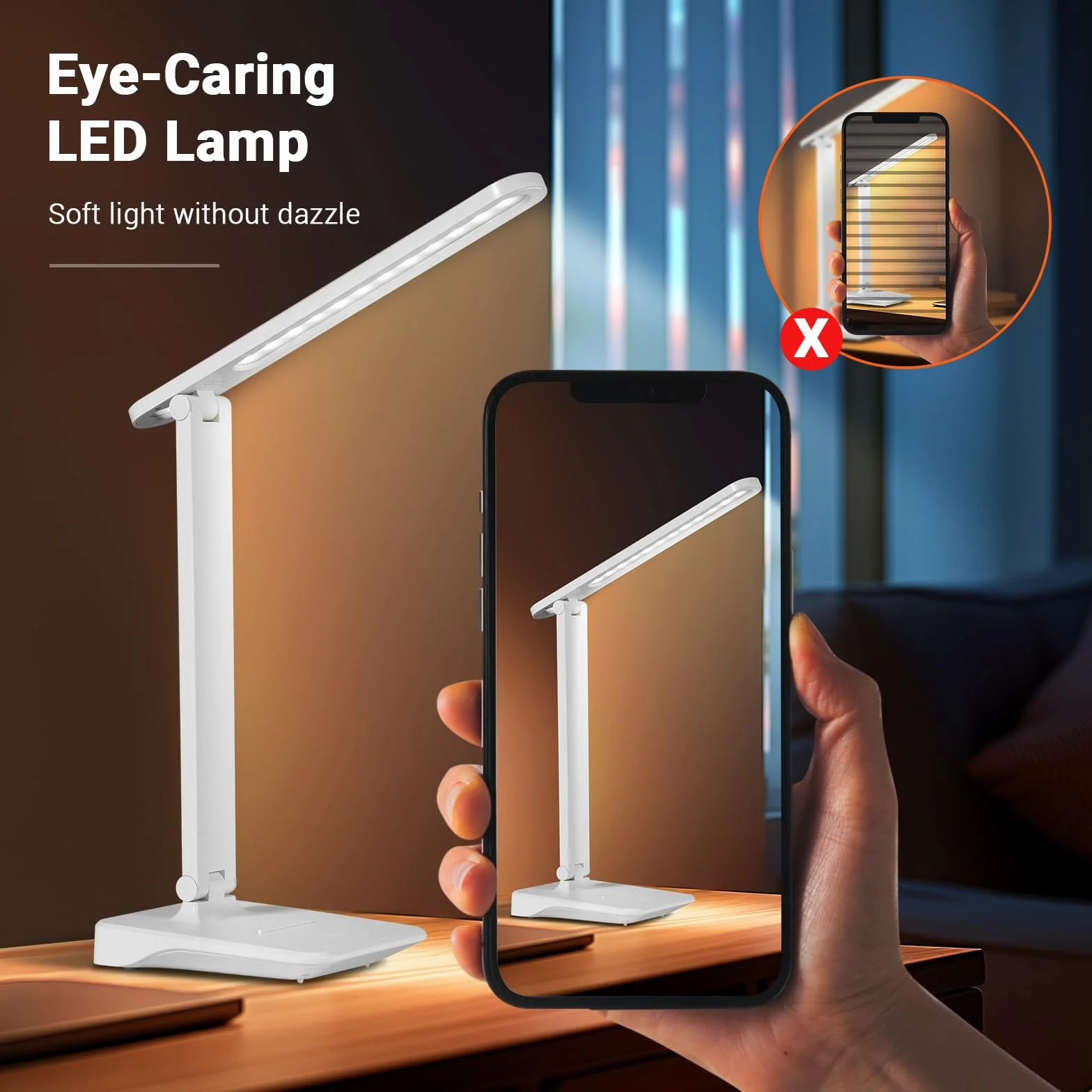 Diboniur Lampada da Scrivania LED, Senza Fili e 2400mAh Batteria, 3 Modalità Temperatura & Luminosità Regolabili 15 al 100%, Pieghevole, Tocca Controllo, Protezione per Gli Occhi, per Comodino Ufficio