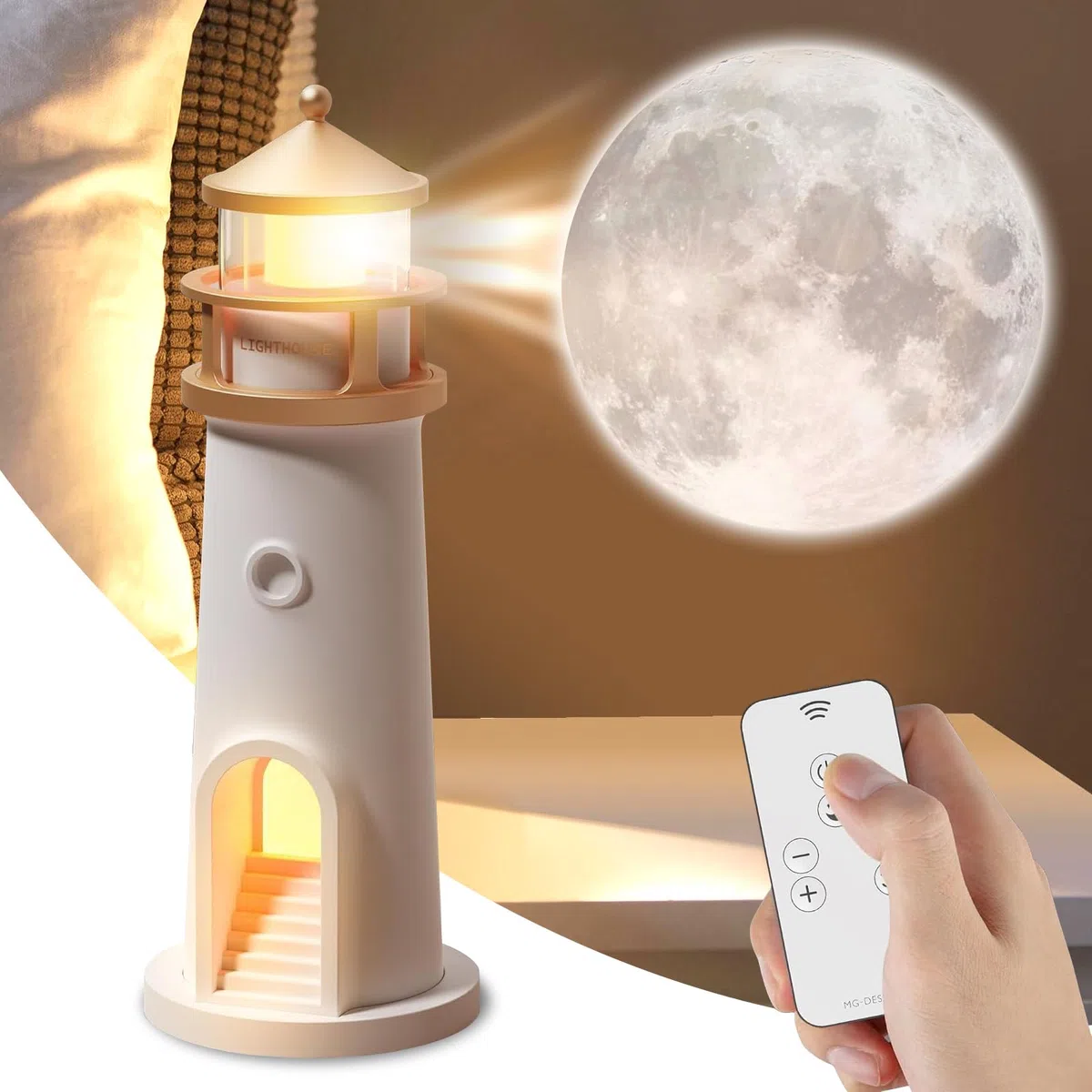 Luce di Proiezione Lunare, Lampada Faro con Telecomando, Luce Notturna Bambini, Romantica Lampada Proiettore, Decorazione Faro con Luce a LED, Regalo per Natale, Compleanno, Ringraziamento