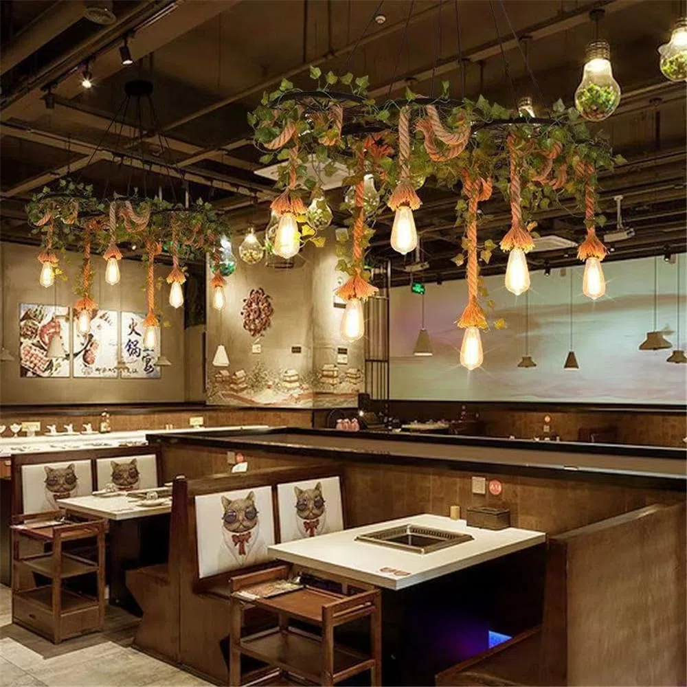 American Country Ristorante Ciondolo Luce Retrò Creatività Musica Ristorante Cassa Contatore Bar Caffè Latte Tè Negozio Abbigliamento Negozio Pianta Ciondolo Luce Lampadario (D 6 luci)
