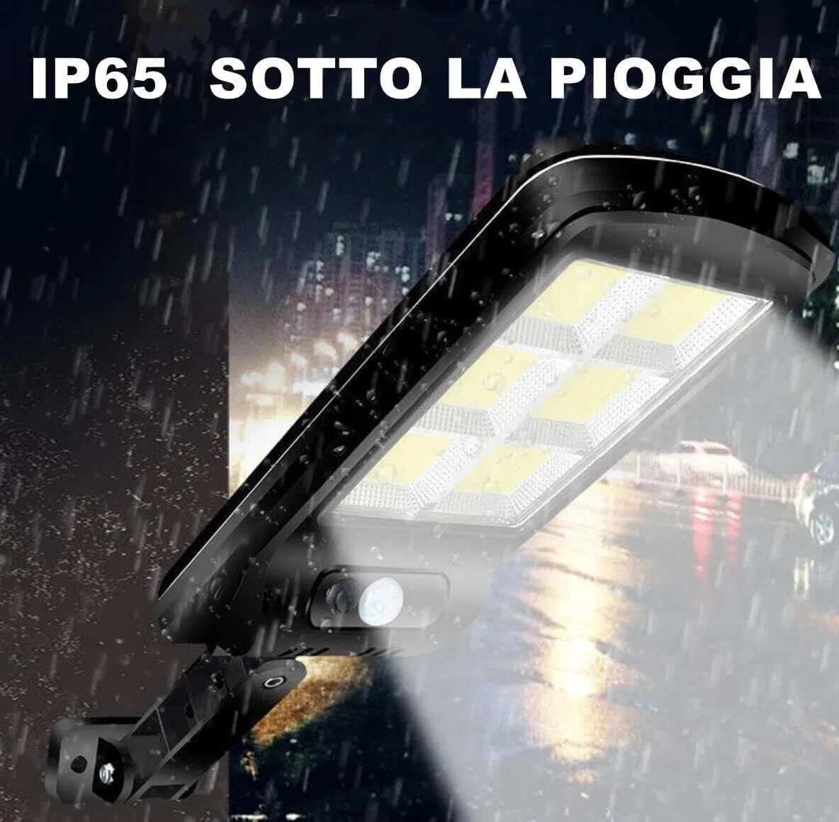 2xpezzi Faretto lampione solare 120 led cob da esterno sensore di movimento ip65 con telecomando
