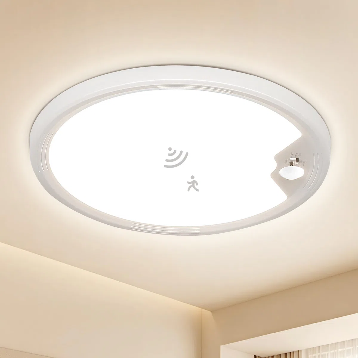 EASY EAGLE Plafoniera LED Soffitto con Sensore di Movimento, 18W Lampada a Soffitto 2700K 4000K 6000K, Lampadario LED Soffitto per Corridoio, Portico, Cucina, Garage, Ingresso, Scala, 22CM