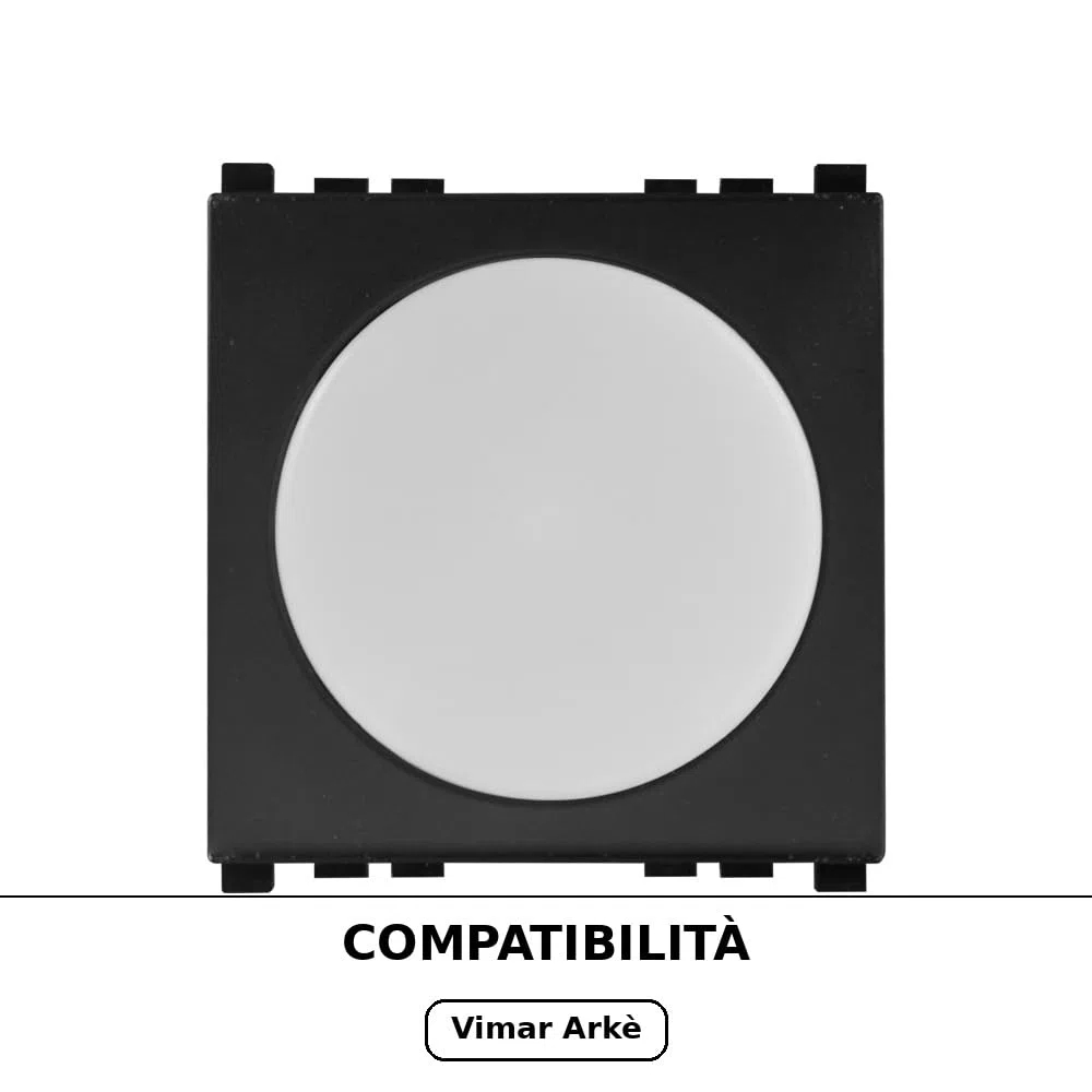 Lampada segnapasso LED da incasso 2 moduli con tasto click ON/OFF, luce bianca naturale 4000K, compatibile Vimar Arkè, nero