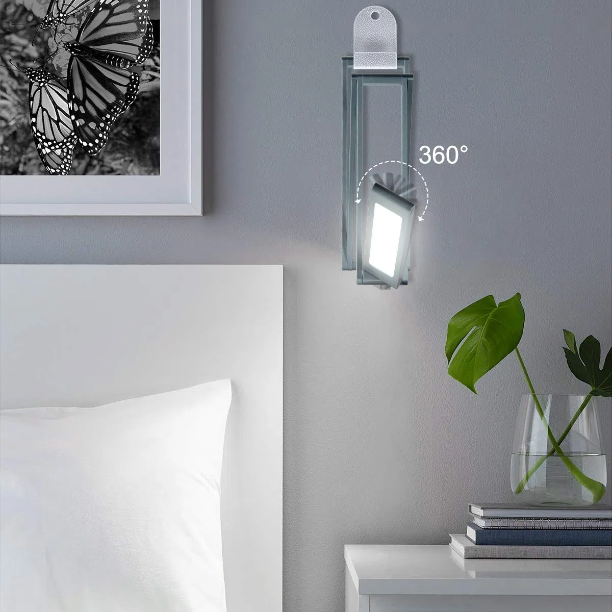 ELZO Lampada da Tavolo LED in Alluminio, Luce da Lettura Dimmerabile Lampada da Scrivania Portatile Pieghevole con Cavo USB Testa Girevole, Blu Grigio Scuro