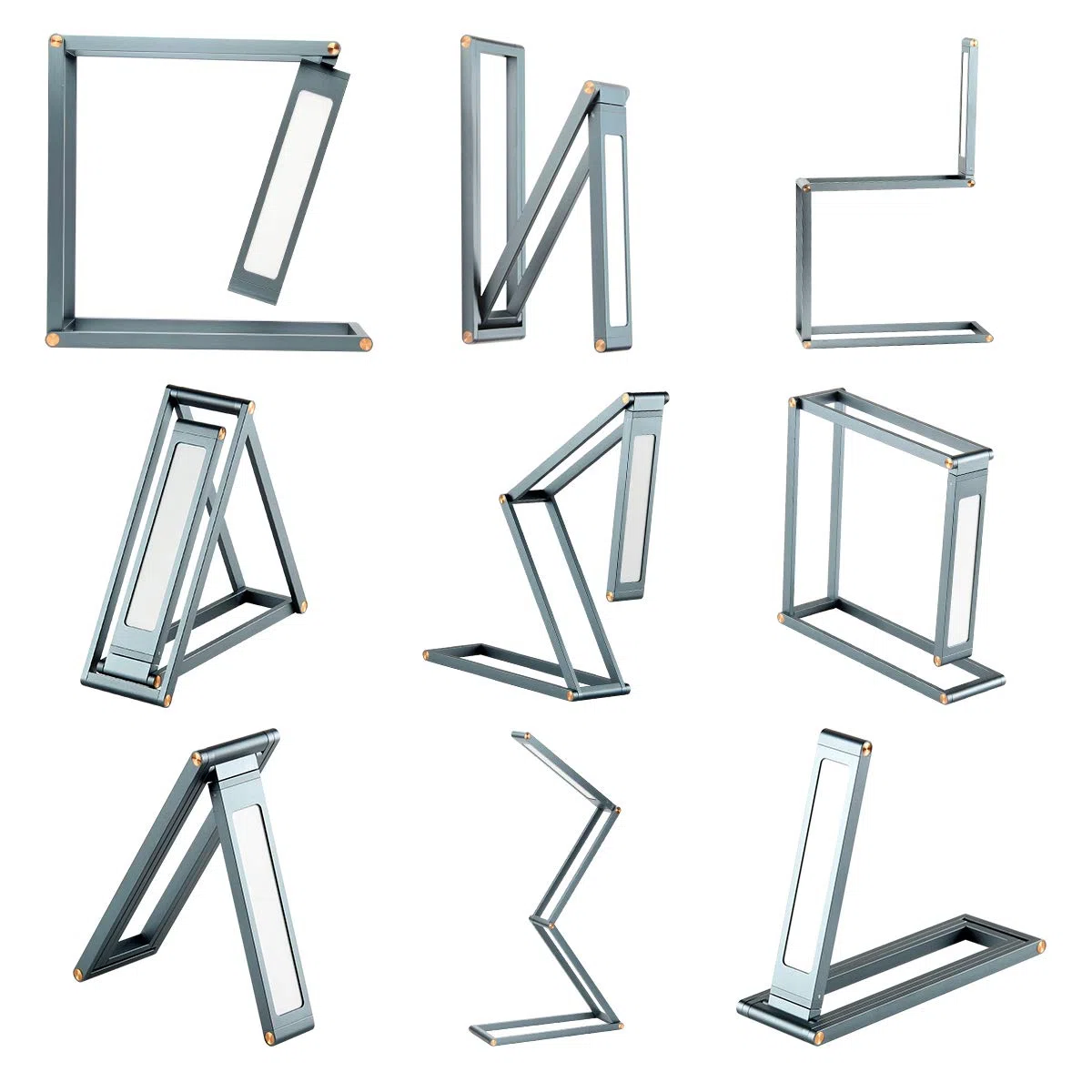ELZO Lampada da Tavolo LED in Alluminio, Luce da Lettura Dimmerabile Lampada da Scrivania Portatile Pieghevole con Cavo USB Testa Girevole, Blu Grigio Scuro