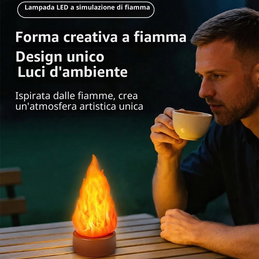 Finta lampada di fuoco, luce notturna 3D finta fiamma, candele senza fiamma ricaricabili USB con fiamma tremolante, luce a fiamma LED a 3 modalità, effetto fiamma realistica per interni/esterni