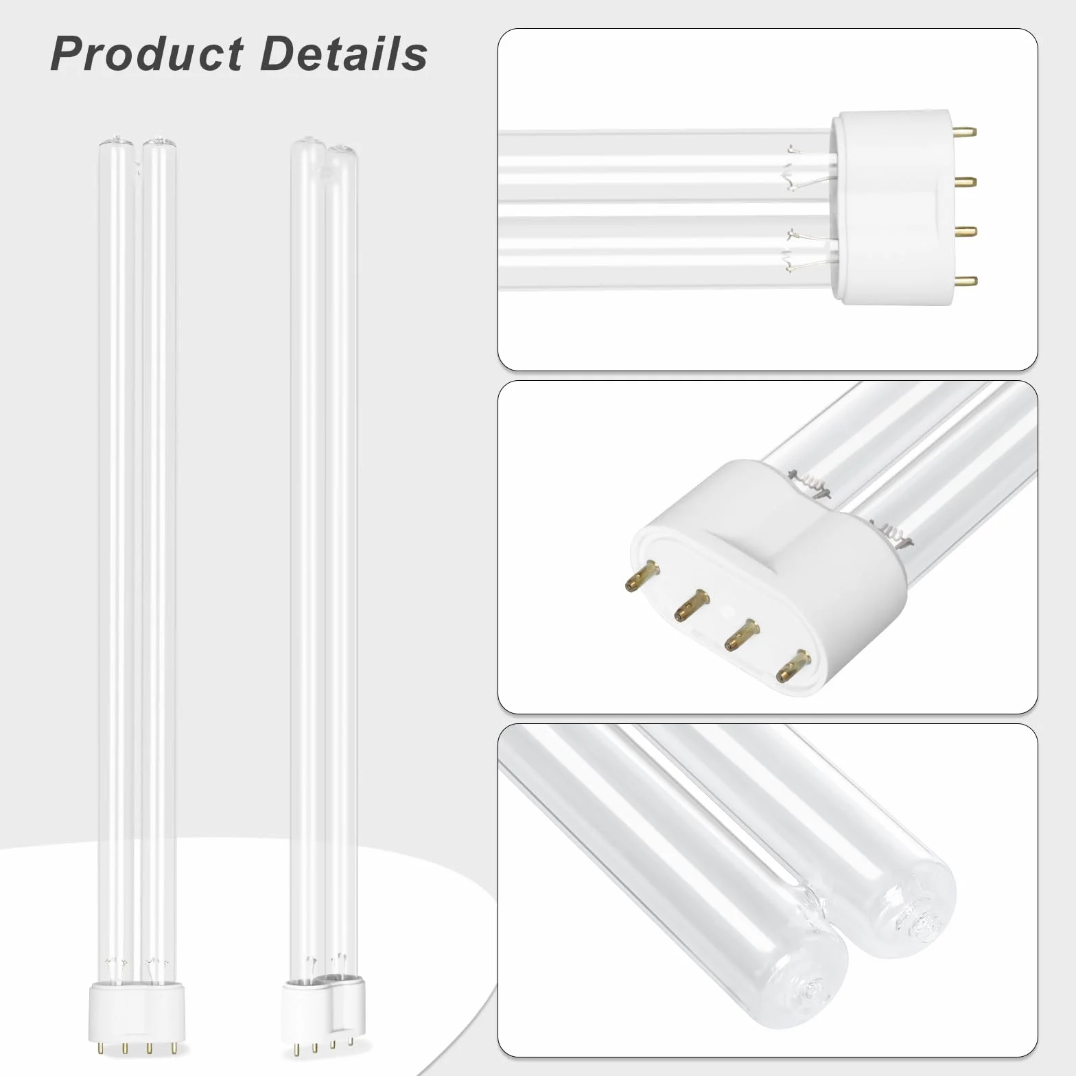 Lampada di Disinfezione UV 2G11 4PIN 36W Lampadina di Disinfezione UVC Compatta Filtro di Disinfezione UV Tubolare Adatto per Stagni di Parchi, Stagni di Pesci, Pulizia e Purificazione 1 Pezzi