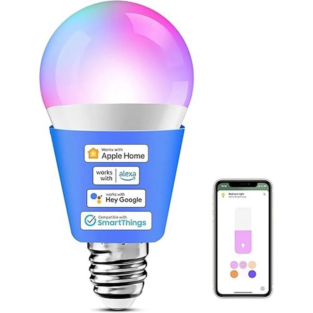 meross Lampadina LED E27 Funziona con Alexa, Apple HomeKit, Google Home e SmartThings, Lampadina Smart Multicolore e Dimmerabile, Lampada WiFi RGBWW, 2700-6500K