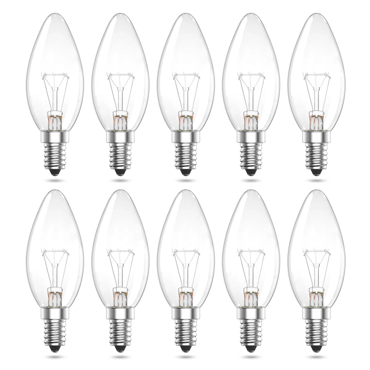 28W Lampadine a Candela E14 Dimmerabile Bianco Caldo 2700K C35 220V Lampadina a E14 a vite Edison per Lampadario, Lampadine al per Applique e Plafoniere, 10 pezzi