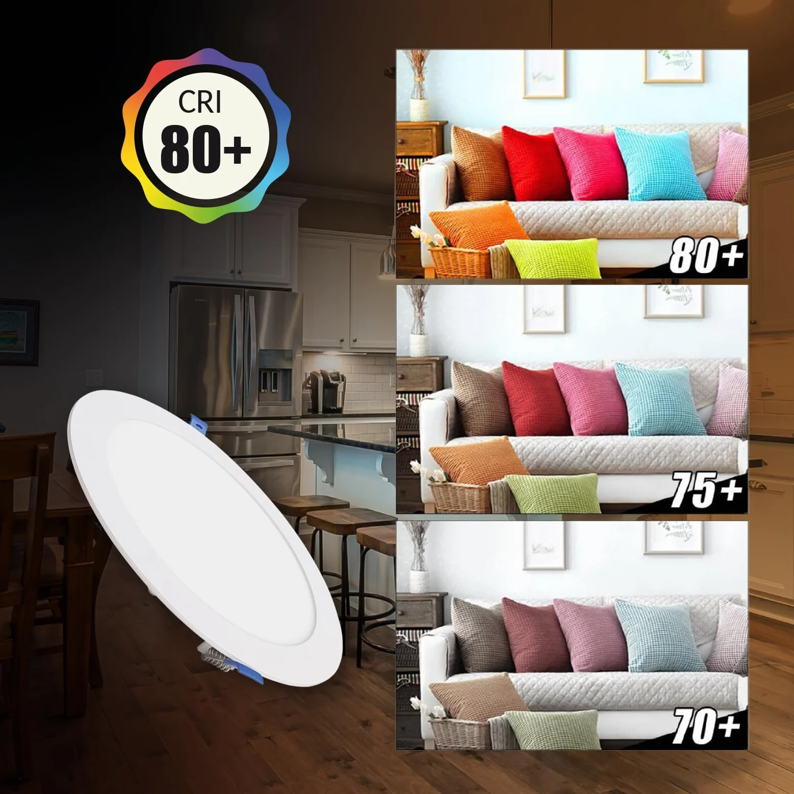 LED ATOMANT Confezione da 2 Pannello LED Downlight da Incasso Rotondo Piato 20W 220mm 1800lm, Colore Bianco Freddo (6500K), Driver incluso