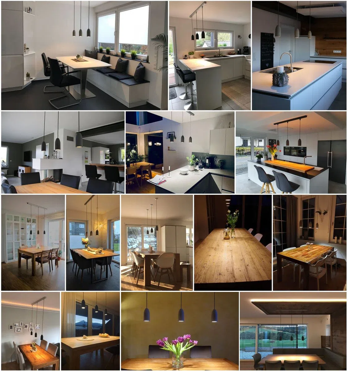 Illuminazione da tavolo da pranzo rotonda (33 colori cavi), binario da soffitto a 3 luci, per sala da pranzo, cemento, grigio scuro, dimmerabile, esclusiva