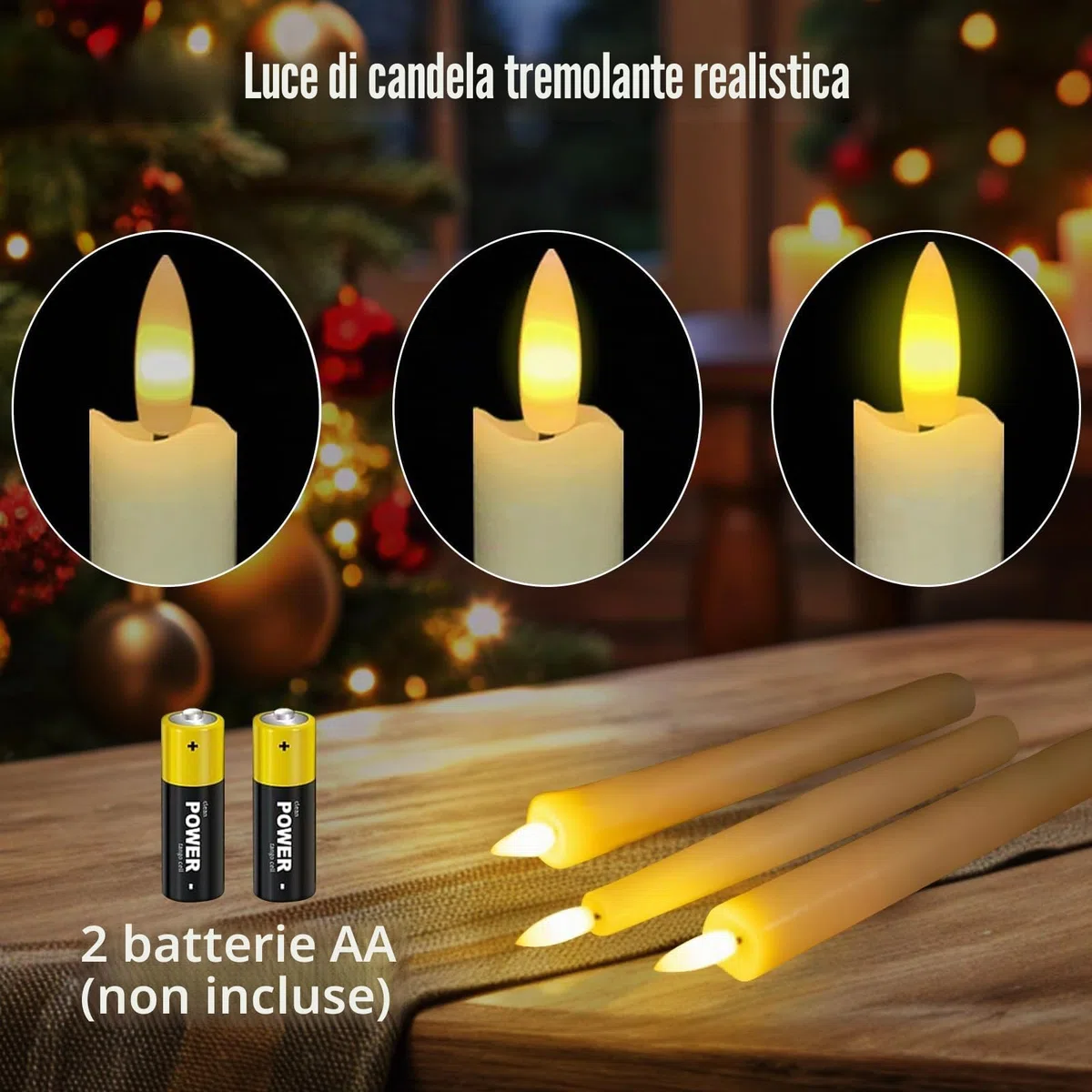 KATELUO Candele LED Fiamma Oscillante, 6 Pezzi Candele Senza Fiamma, LED Candele Finte a Batteria, Candele Coniche a Led, per Natale, Ringraziamento, Halloween, Matrimoni