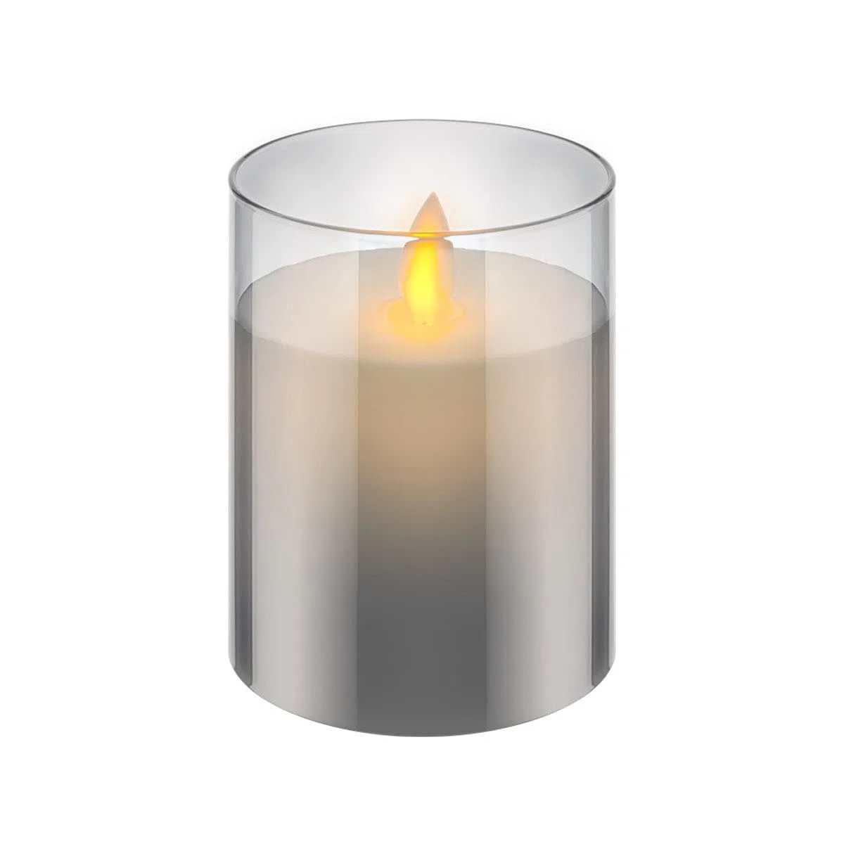 Goobay 60370 - Candela a LED in vera cera, altezza 10 cm, senza fiamma, con timer, colore grigio
