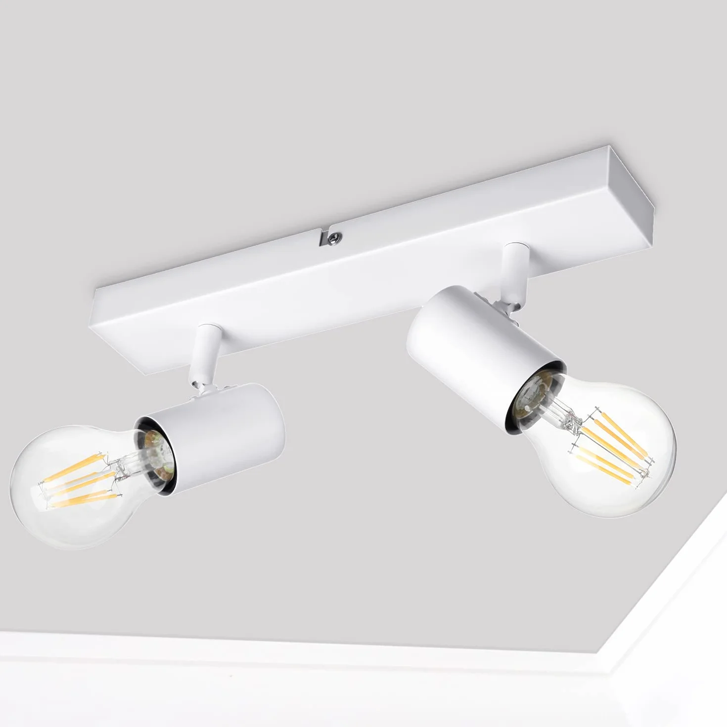 Faretti da Parete Interno Orientabili, Bianco Lampadario Faretti Led Soffitto non Inclusa Lampadina E27, Luci da Soffitto e27 per Soggiorno, Corridoio, Entrata o Scale, Max Non più di 60W