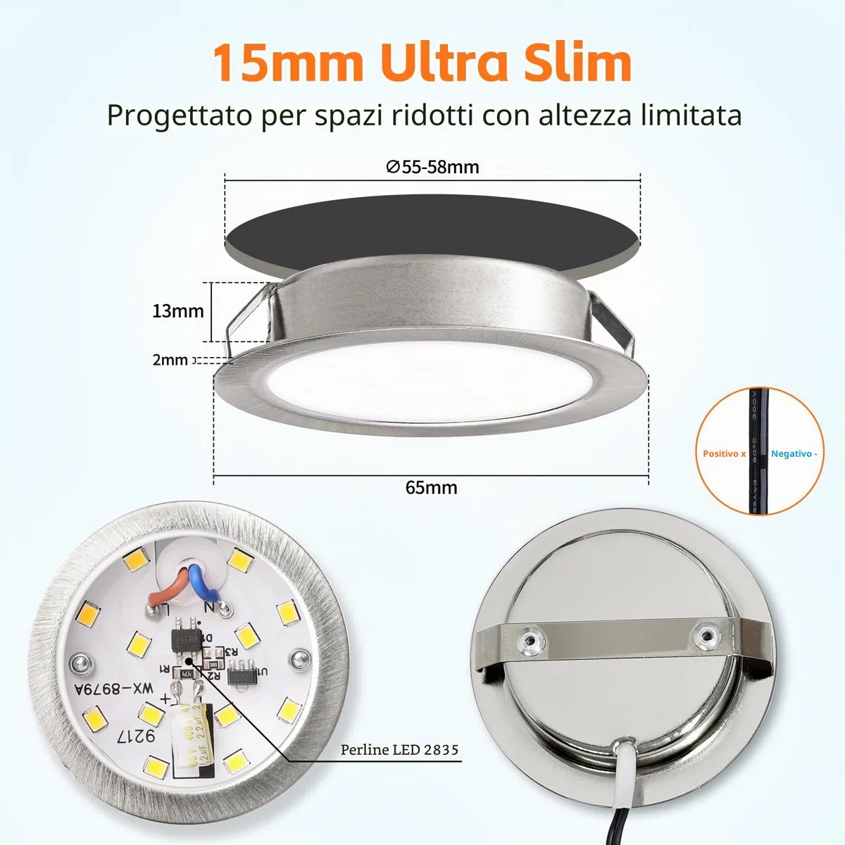 YindaLux Set di 3 Faretti LED Soffitto 12V,4000K Bianco neutro Dimmerabili, 3W Faretti LED da Incasso per cartongesso, Foro 55-58mm Alluminio Faretti da incasso Nichel