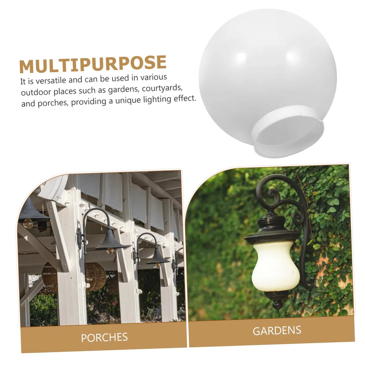 Paralume Sferico in Acrilico 20 Cm Apertura Senza Collo Per Esterni Giardino e Patio Copertura Ricambio Lampada a Globo