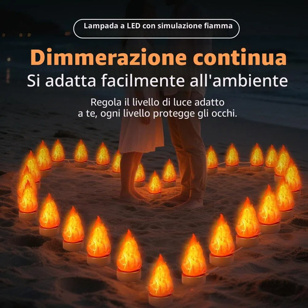 Finta lampada di fuoco, luce notturna 3D finta fiamma, candele senza fiamma ricaricabili USB con fiamma tremolante, luce a fiamma LED a 3 modalità, effetto fiamma realistica per interni/esterni
