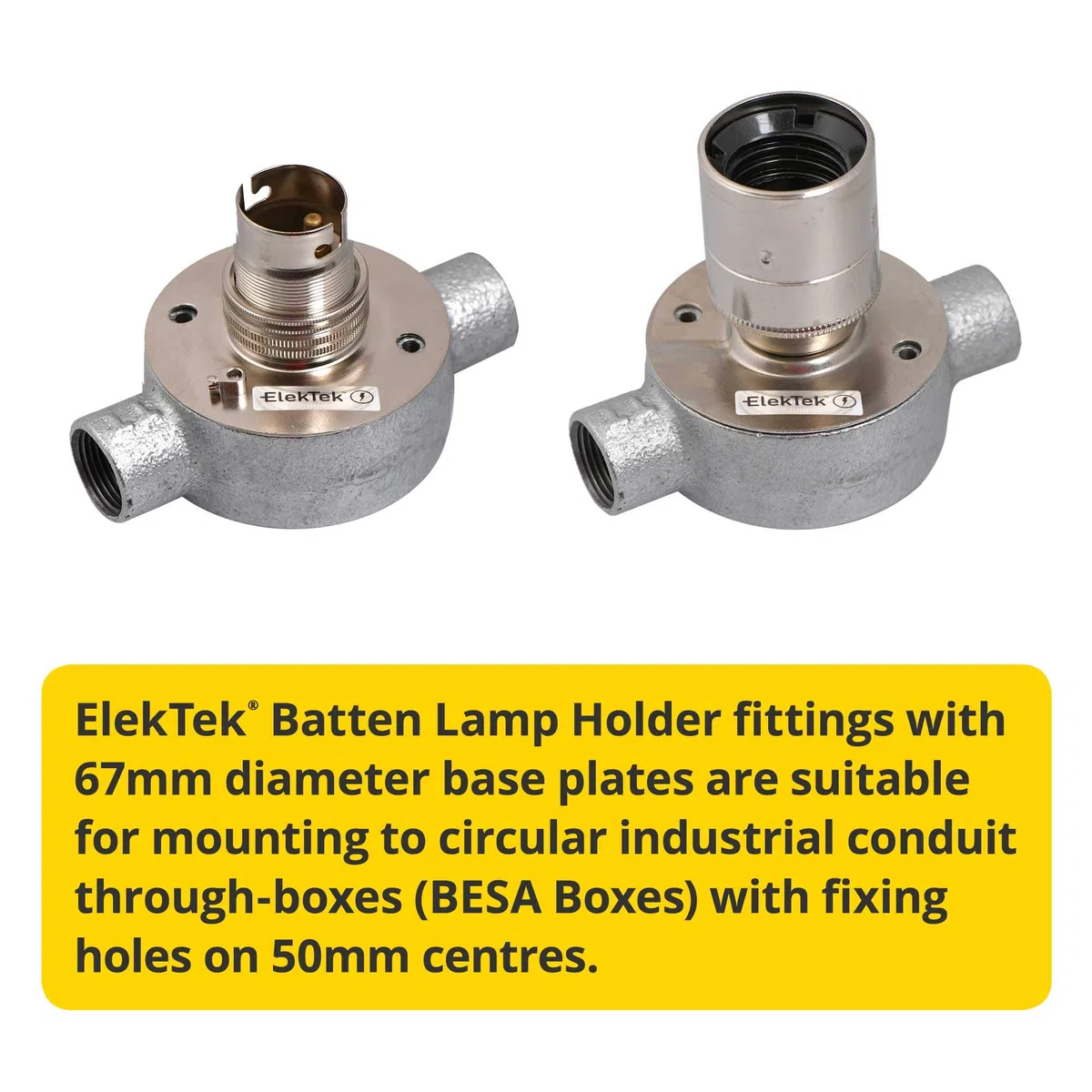 ElekTek ES Edison Vite E27 Portalampada a stecche fisse con gonna liscia Ideale per il montaggio su superficie piane, Lampadine con filamento vintage Bianco Brillante