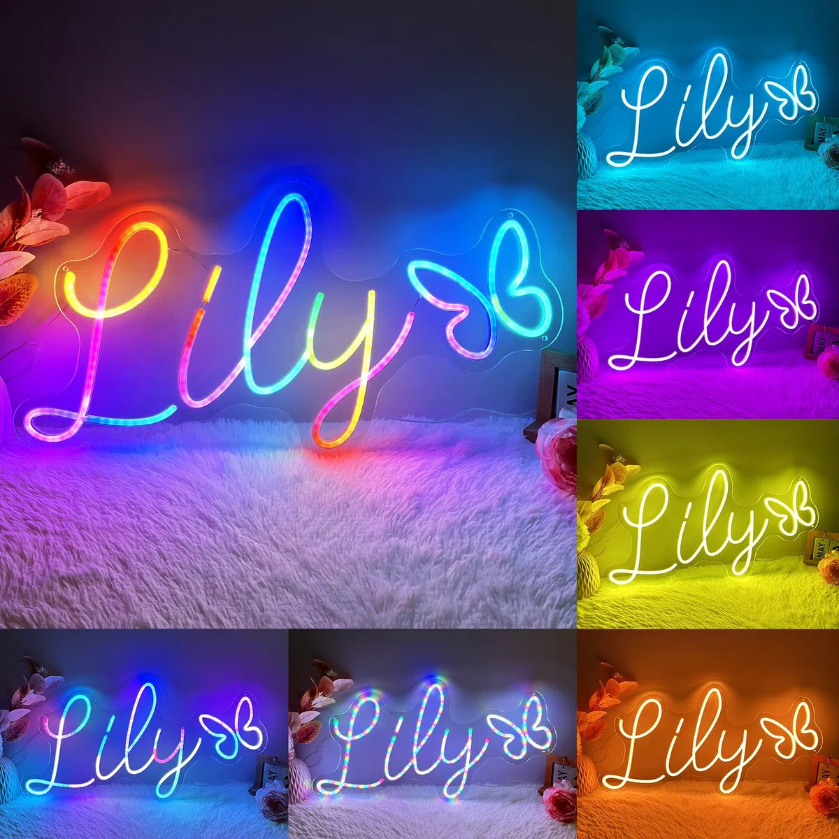 Insegna al Neon LED Neon Personalizzabile Scritte led Decorazione Parete Scritta Luminosa Personalizzata per Feste Compleanno Matrimoni Negozi Bar Luce Notturna(26-150 cm)