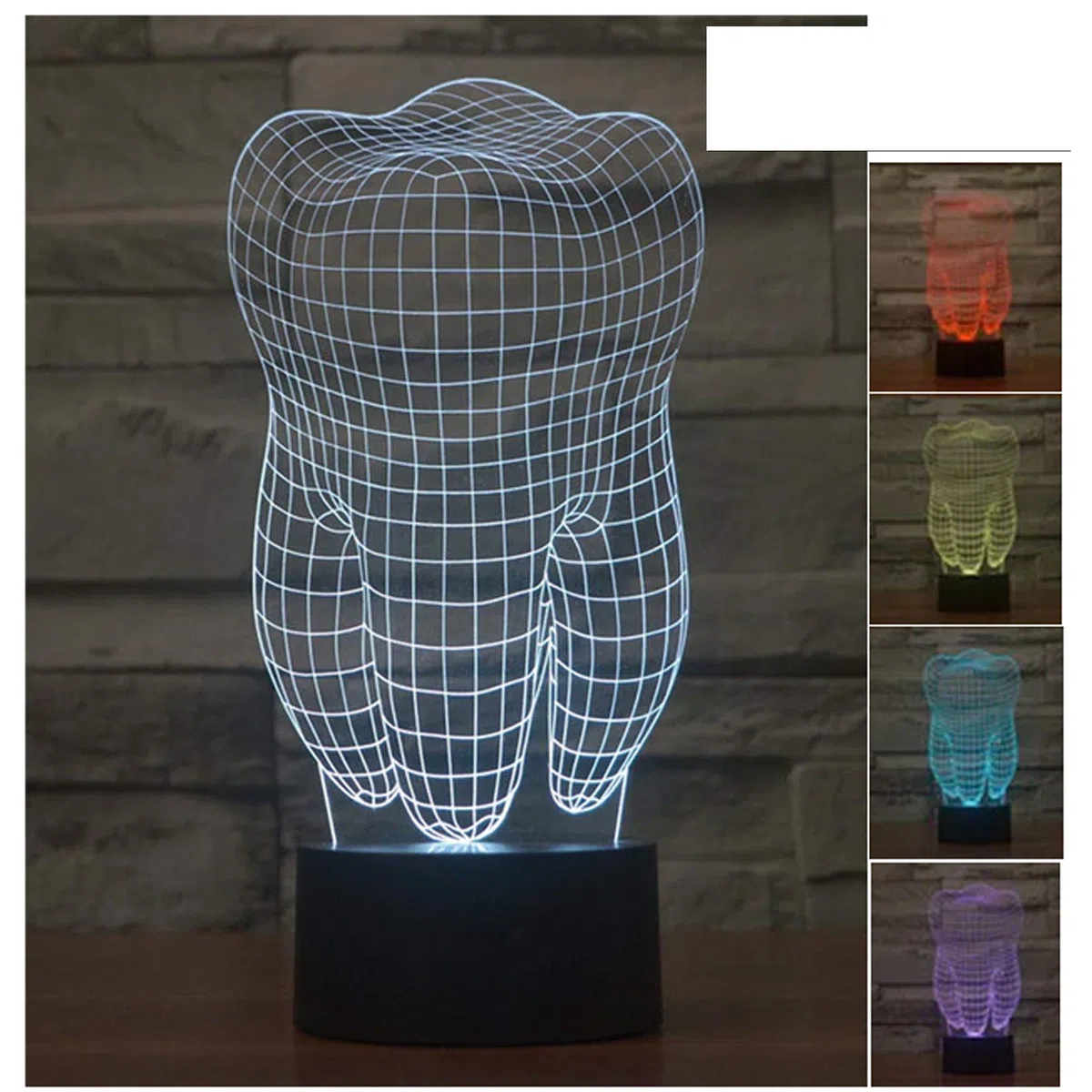 Lampada da tavolo a LED a dente 3D, 7 colori, cambia luce notturna per camera da letto, decorazione della casa, dentista, matrimonio, compleanno