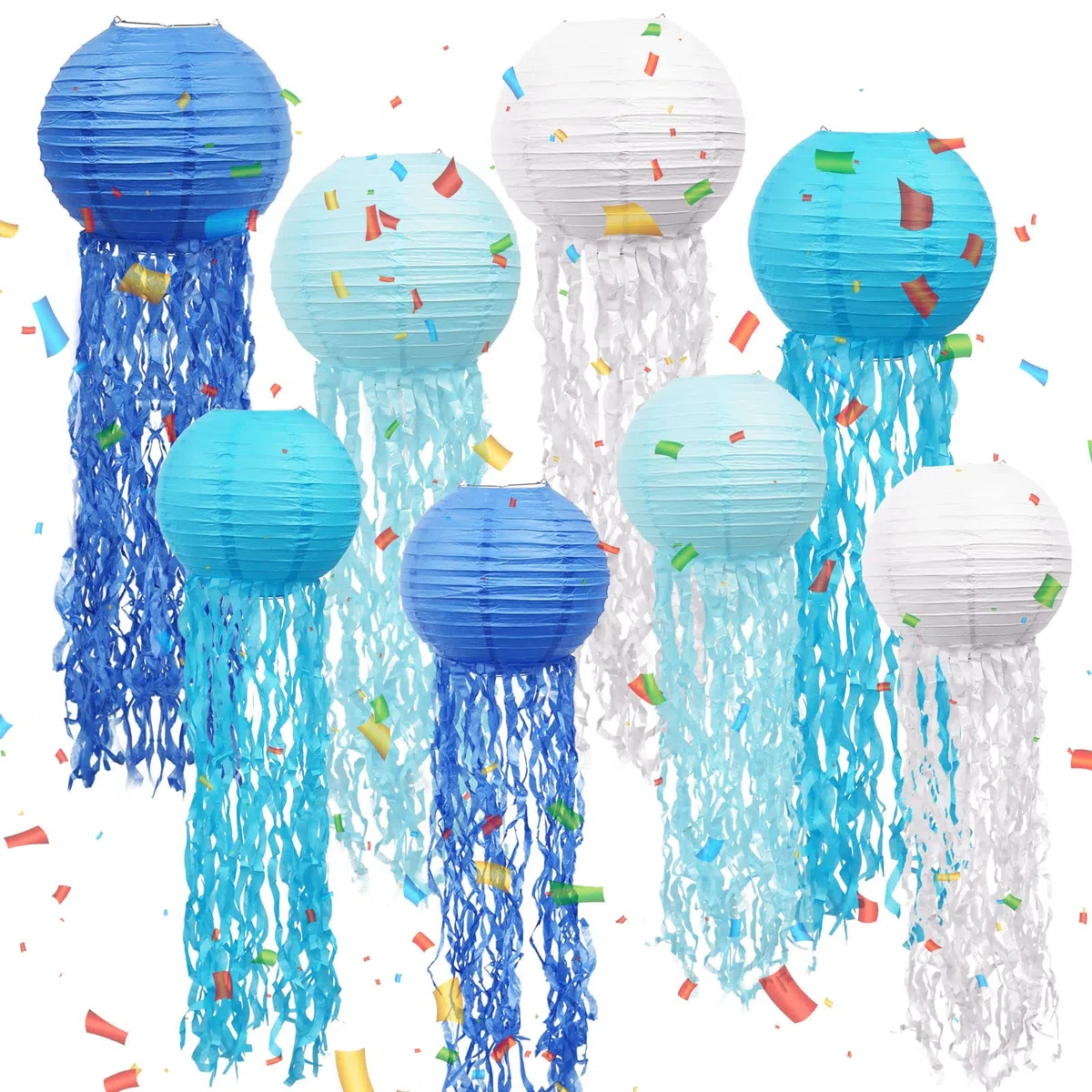 Lanterna di medusa Lanterne di Carta Medusa 4 Colori Lanterna Medusa per Sotto il Mare Festa di Compleanno dell'Oceano Decorazione Tema Oceano per Feste,8 Pz