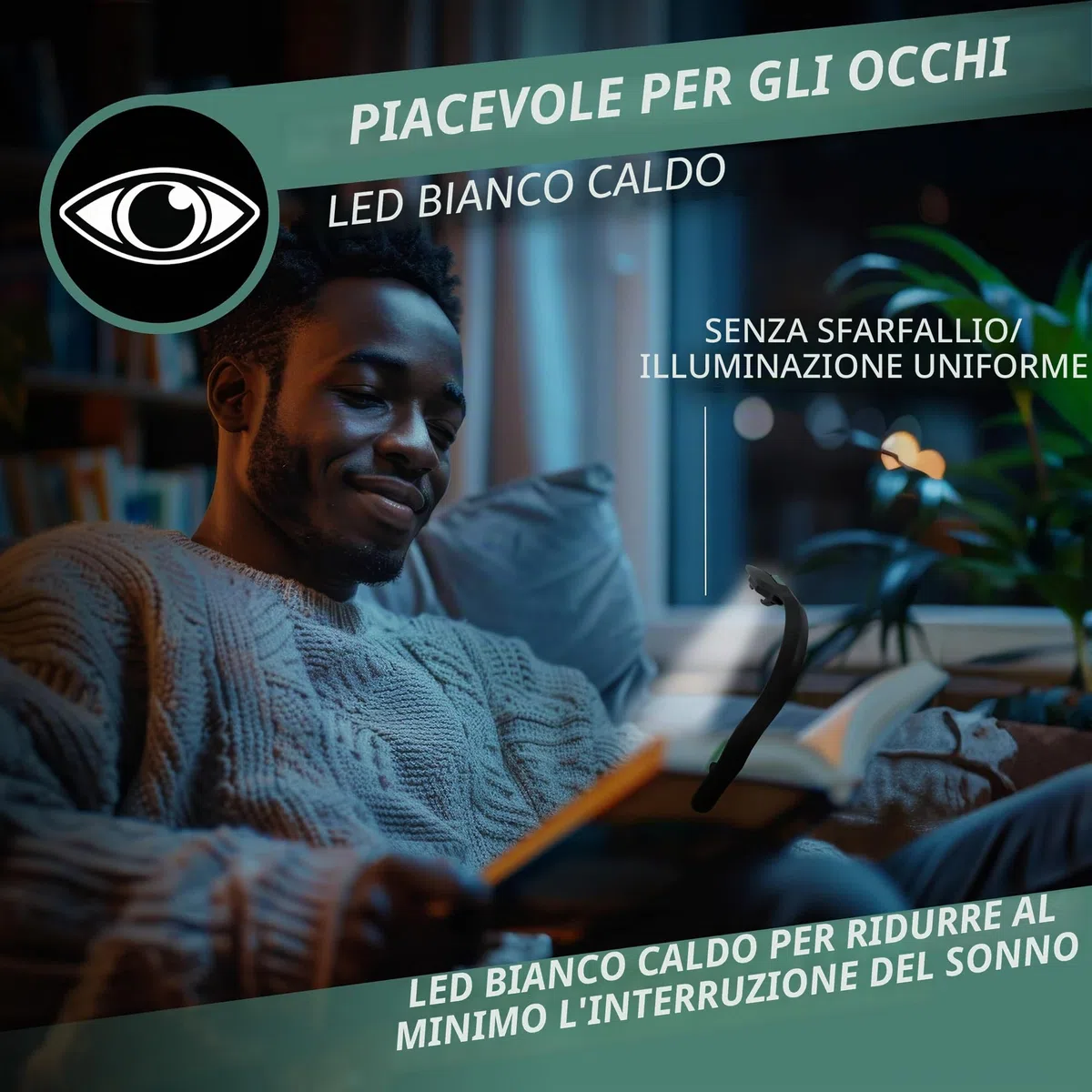 Energizer Lampada da Lettura LED Ricaricabile – Clip Flessibile, 3 Modalità, USB-C, Lunga Durata