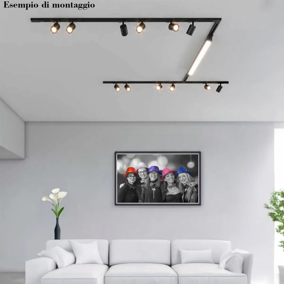 FARETTO ATTACCO GU10 per Binario Trifase elettrico pista guida track 220V proiettore orientabile faro Nero sistema di illuminazione modulabile per vetrina showroom negozio casa