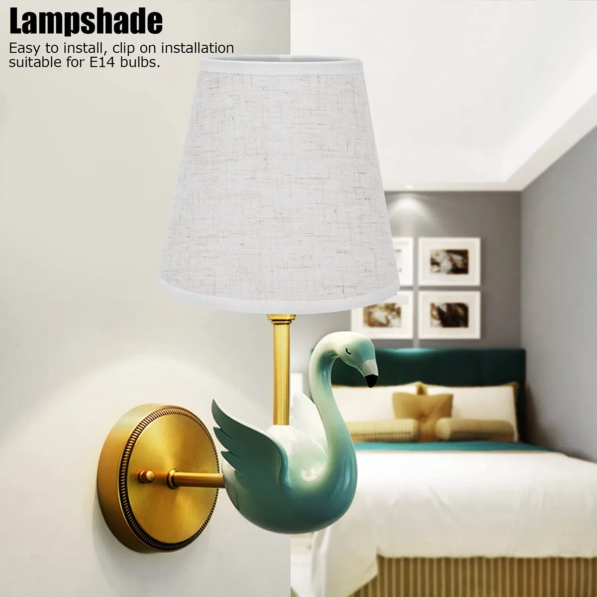 Paralume con Clip da 2 Pezzi, Rivestimento in Tessuto per Lampada a Candelabro E14, Lampadario, Camere da Letto, Hotel, Studi, Lampade da Terra, Lampade da Tavolo, Lampade da