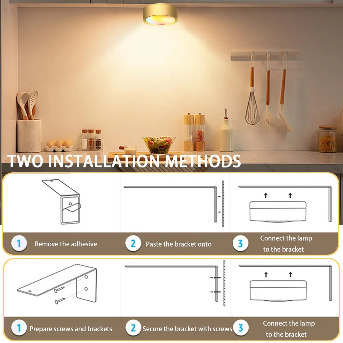 YOUYIKE 2 Luce per Quadri Senza Fili con Telecomando, 13 Modalità di Illuminazione, Illuminazione a Batteria, Quadri Lampada, Applique Quadro Luci per Esposizione Pittura Vetrina (Oro)