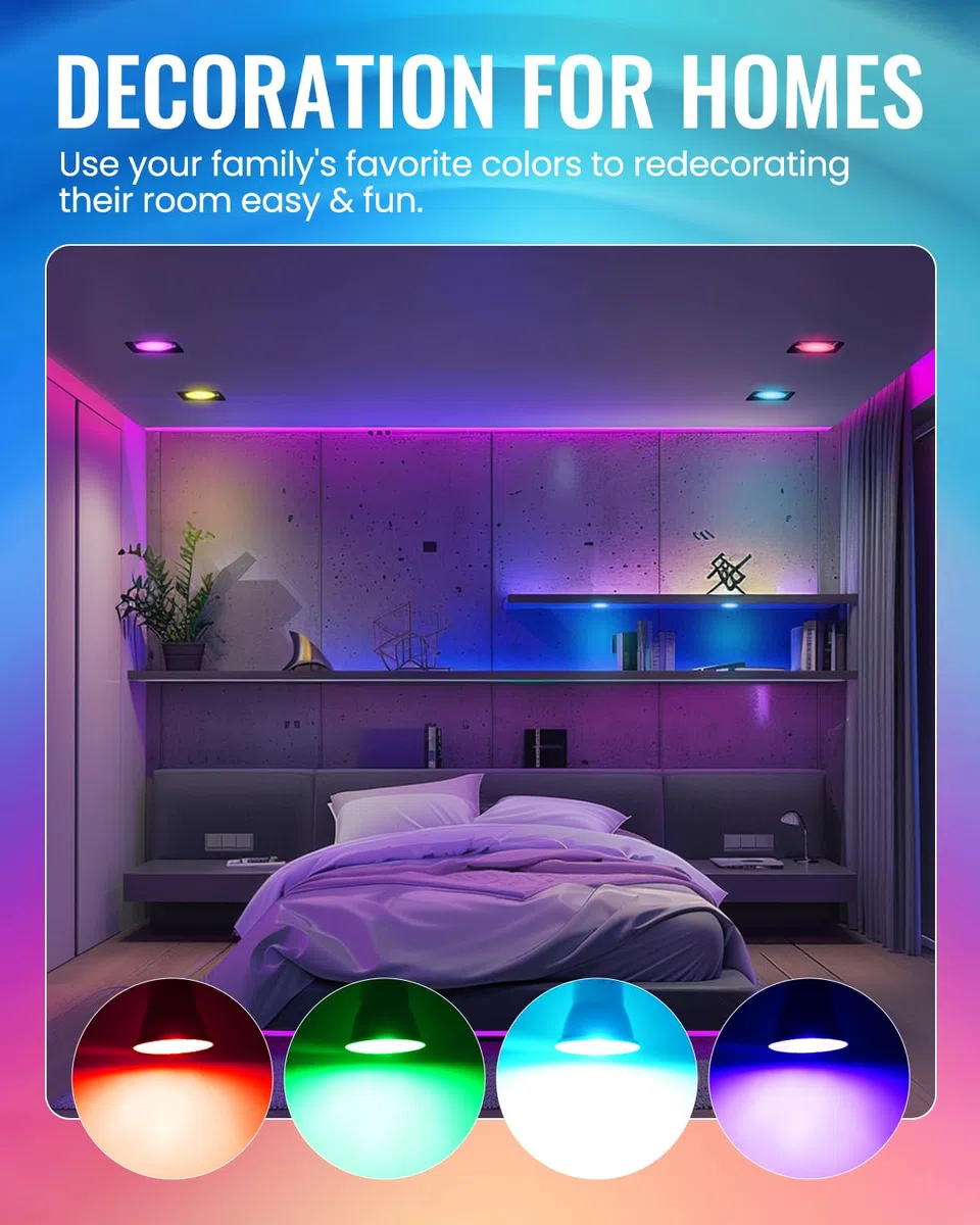 GU10 Lampadina LED Colorate Cambia, MR11 RGB Lampadina Dimmerabili 2W, Equivalente 20W, Luci Spot LED con Telecomando, RGB+Bianco Freddo 6000K, per Lampada a Binario, Plafoniera da Incasso